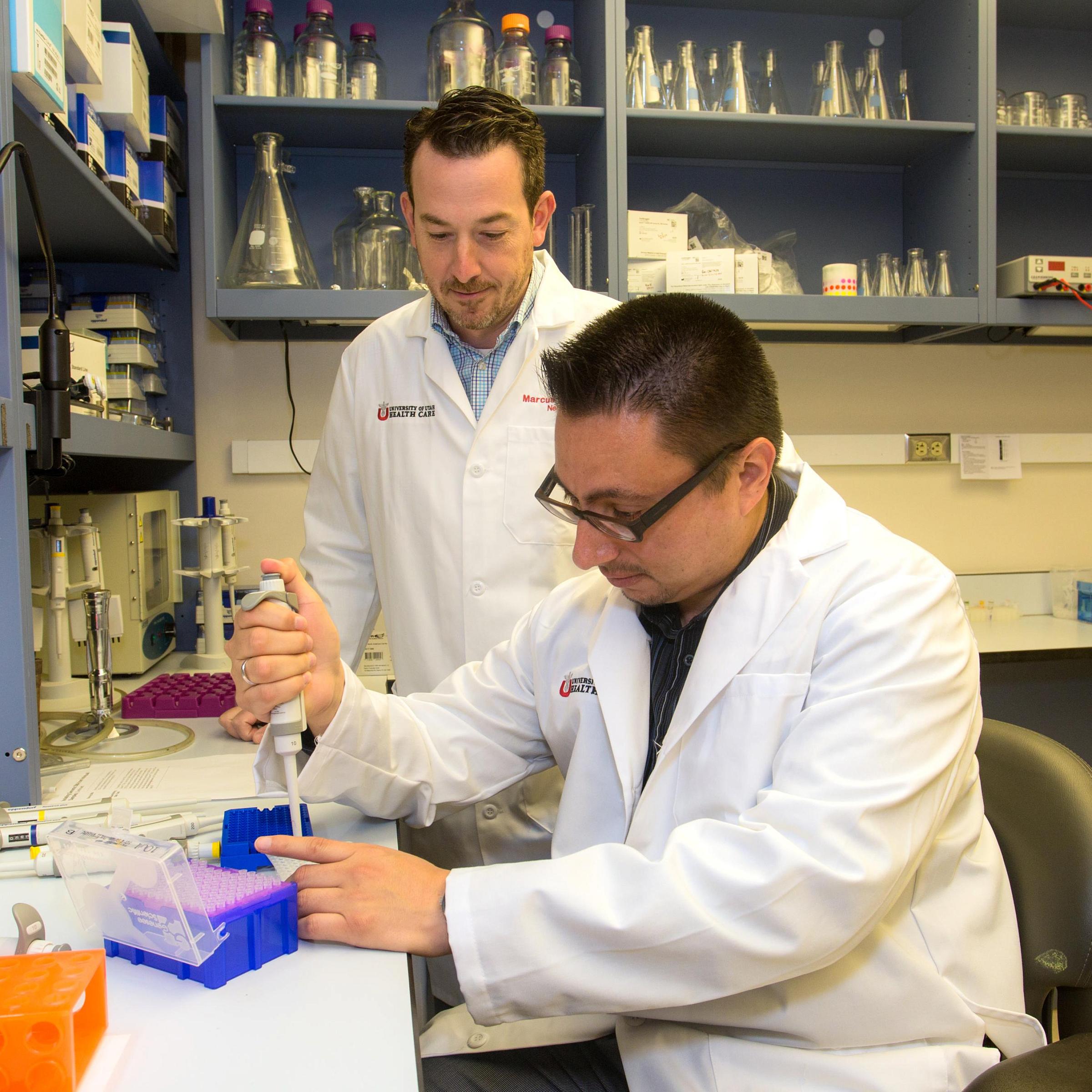 Dr. Pezzolessi in diabetes research lab
