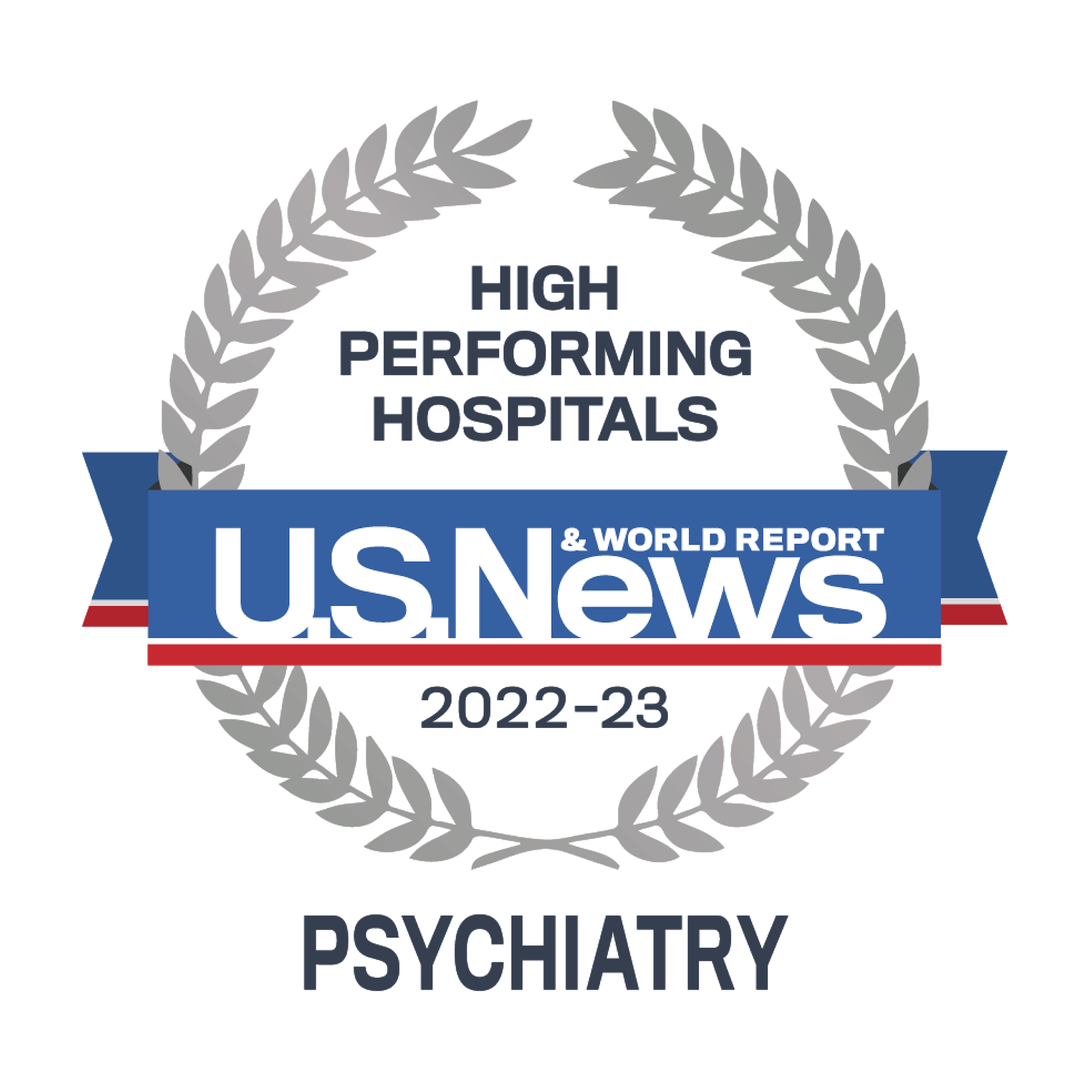 2022-23 High performing hospital in Psychiatry badge from U.S. News & World Report for Huntsman Mental Health Institute at University of Utah