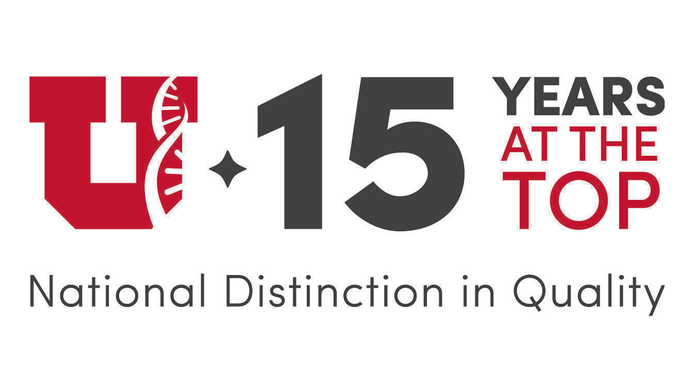 Logo sharing the U of U's National Distinction in Quality for fifteen years running